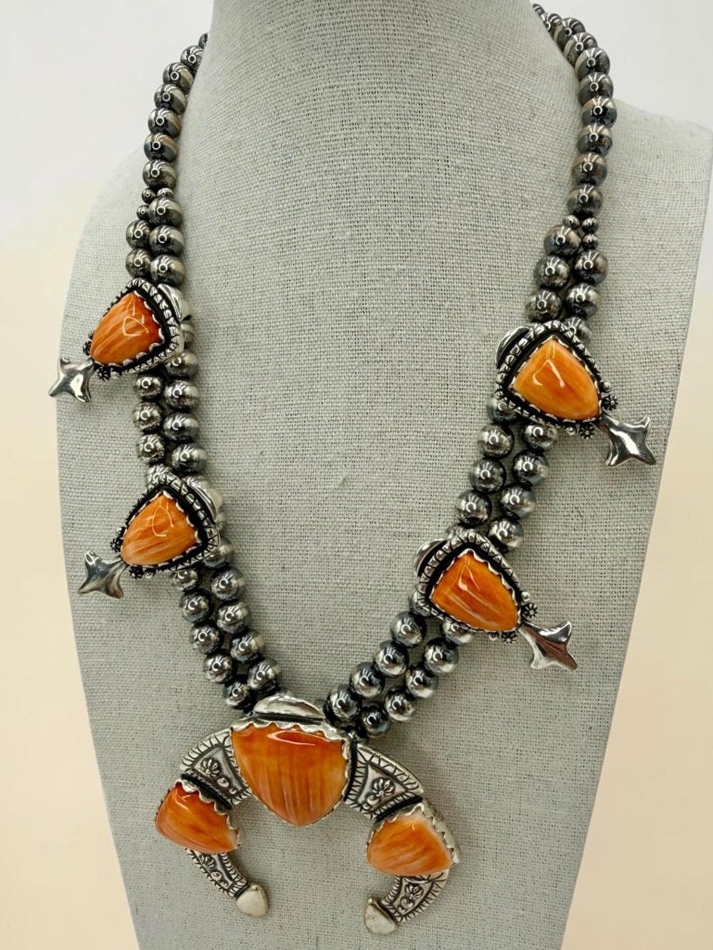 Carolyn Pollack Relios 925 Spiny Oyster Squash Blossom Necklace 18”-20” 131 gram - Picture 7 of 17